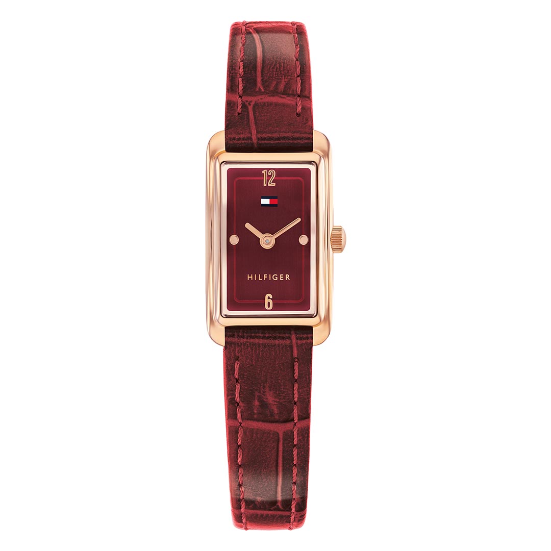 TOMMY HILFIGER, MADISON BURGUNDY LEATHER WOMEN'S WATCH - Khaled Watches Lebanon