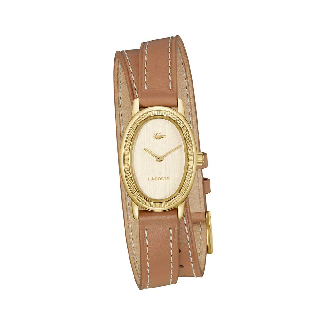 Lacoste Parisienne Tan Leather Gold watch - Khaled Watches Lebanon