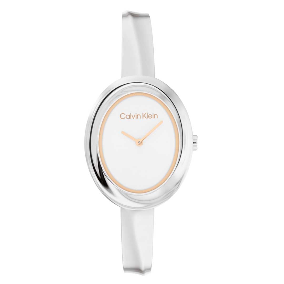 CALVIN KLEIN, TWISTED BEZEL WHITE WOMEN'S WATCH - Khaled Watches Lebanon