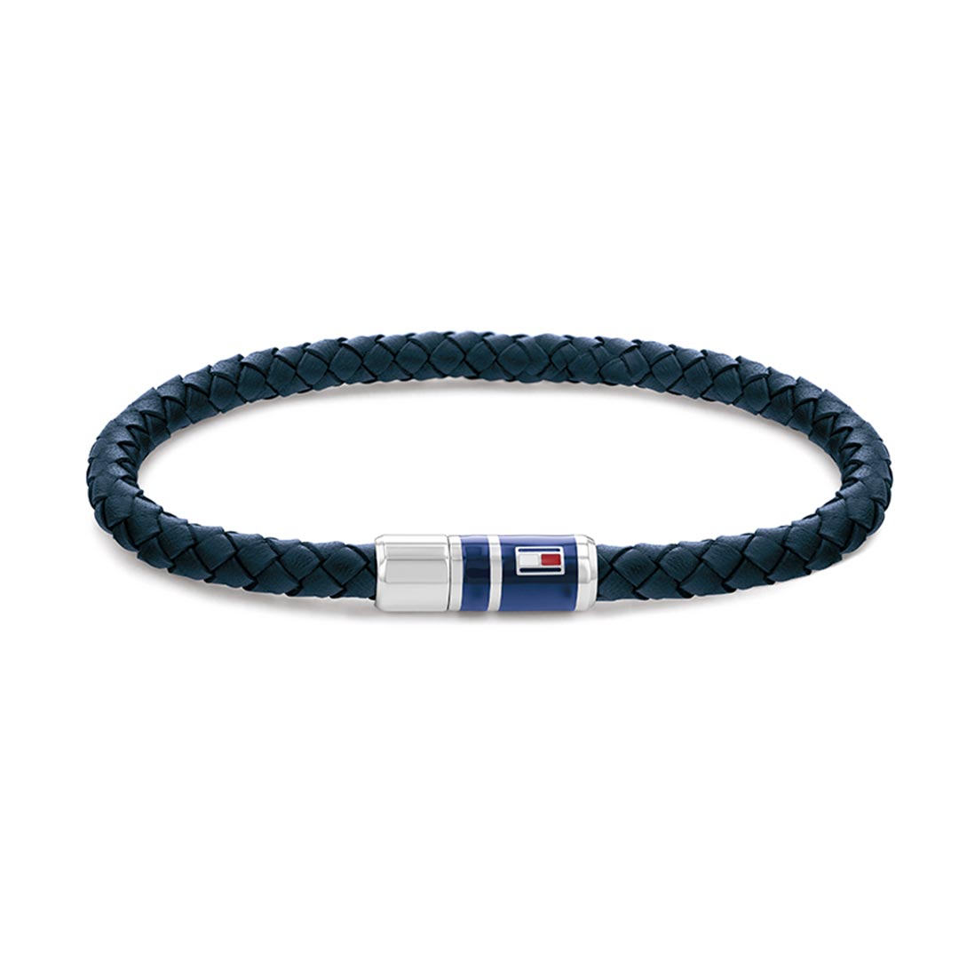 TOMMY HILFIGER, BRAIDED LEATHER BLUE BRACELET - Khaled Watches Lebanon