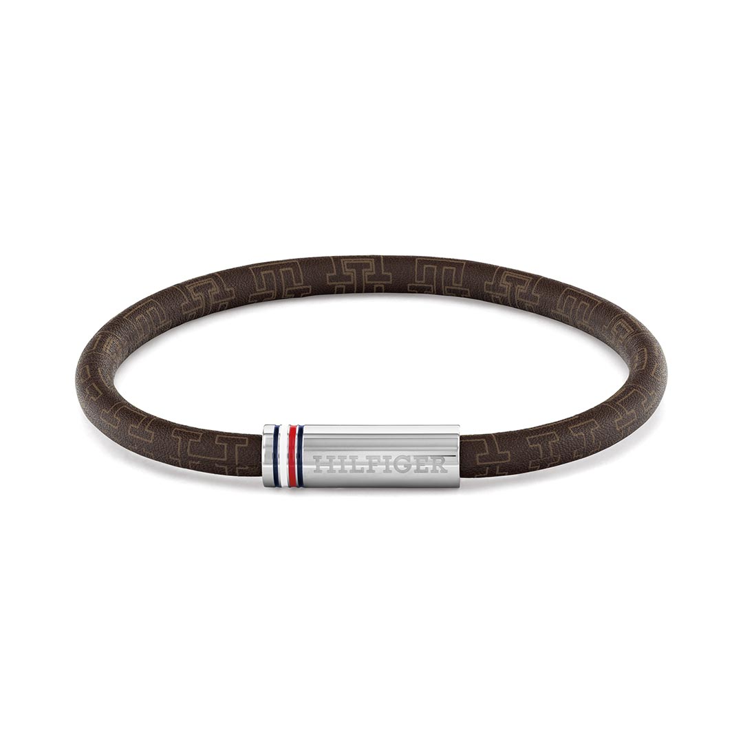 TOMMY HILFIGER, PRINTED CORD BROWN BRACELET - Khaled Watches Lebanon