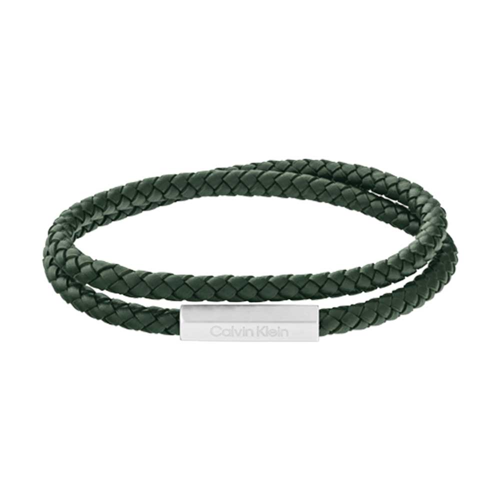 CALVIN KLEIN, LATCH DOUBLE WRAP GREEN BRACELET - Khaled Watches Lebanon