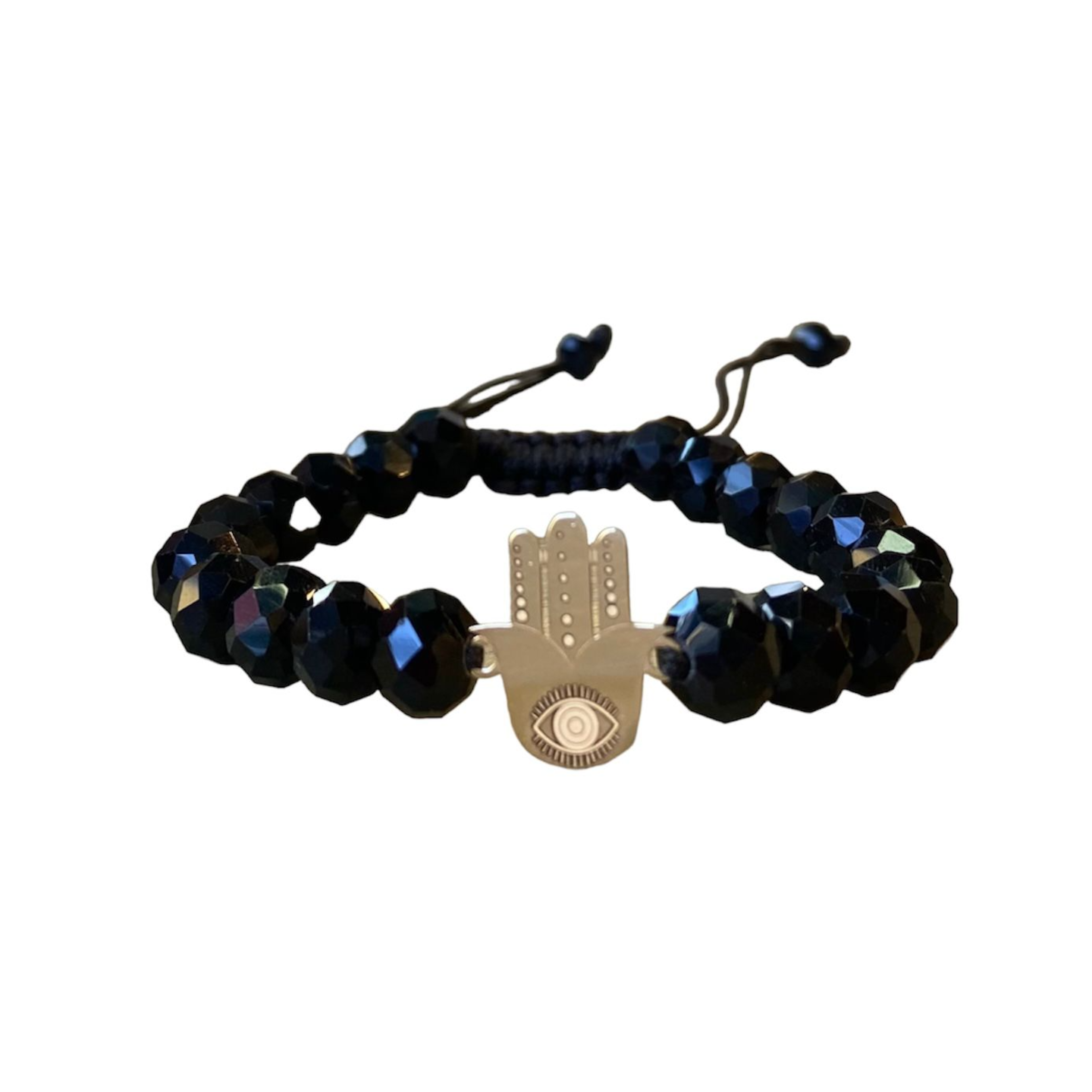 Kaf letter gold 18K bracelet with onyx beads - Khaled Watches Lebanon