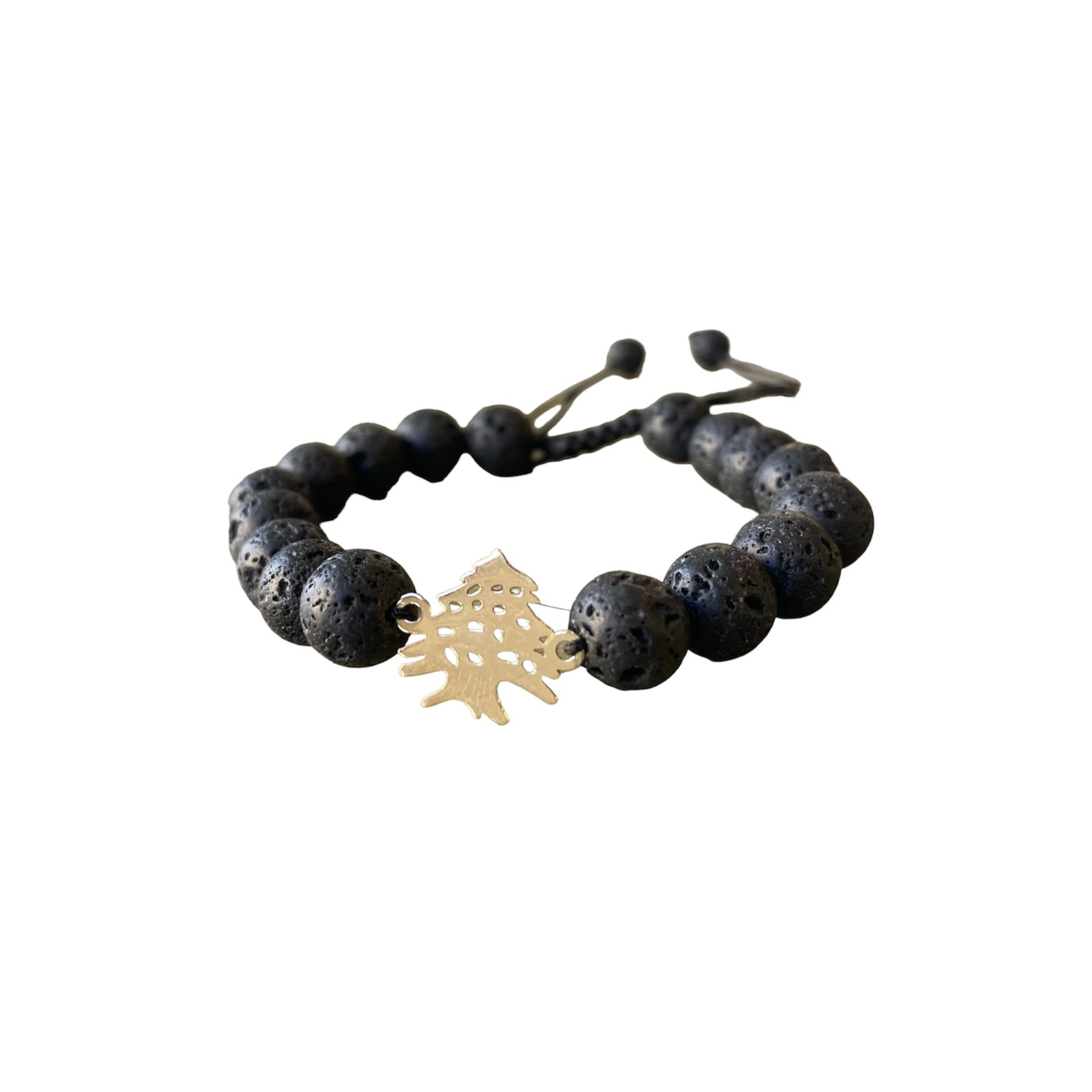 Cedar design gold 18K bracelet with volcanic beads - Khaled Watches Lebanon