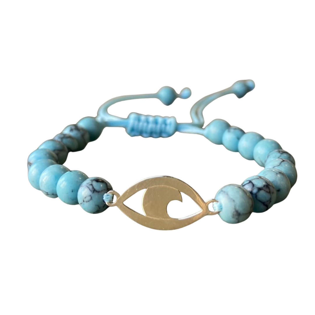 Evil Eye gold 18K bracelet with blue stone - Khaled Watches Lebanon