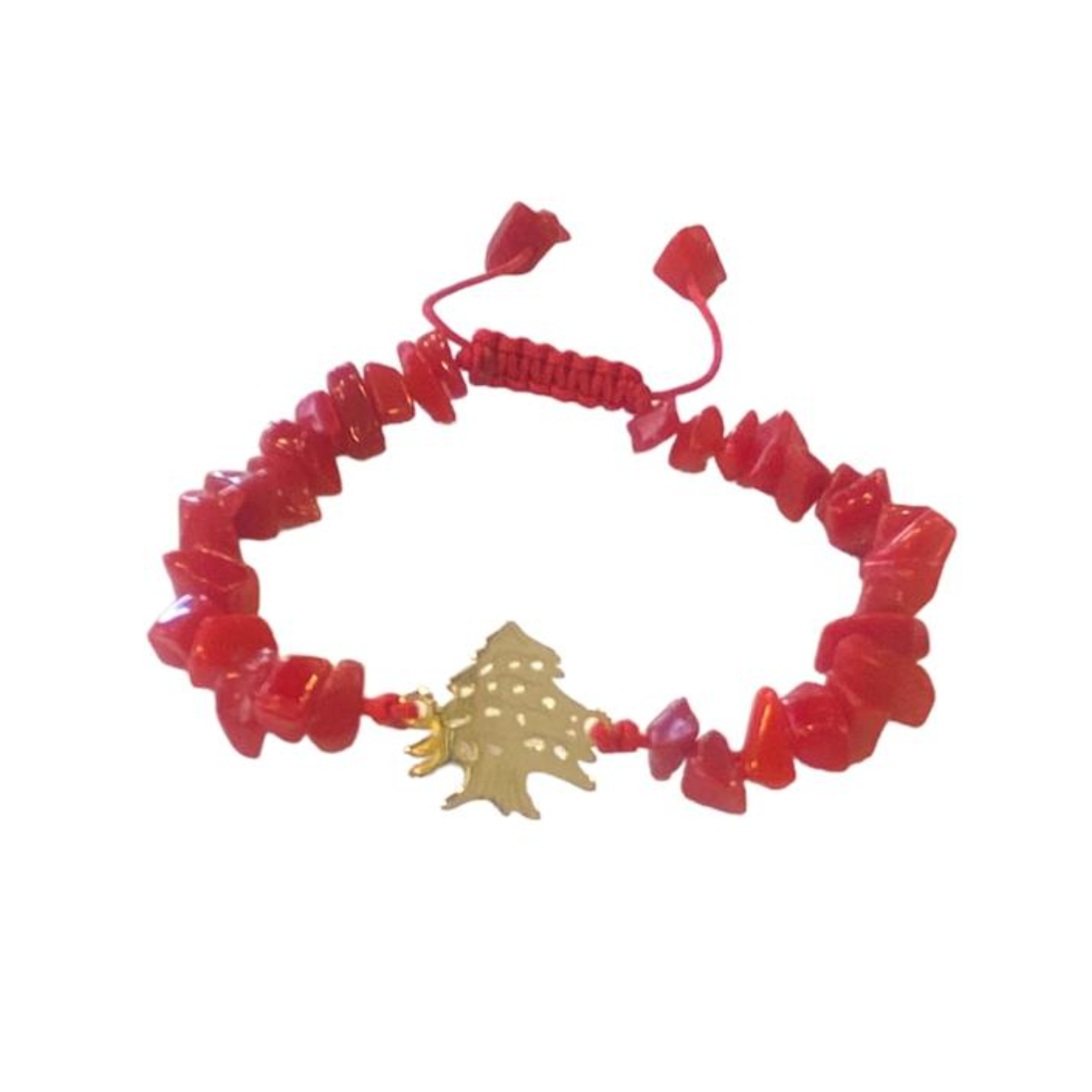 Cedar design gold 18K bracelet with red stones - Khaled Watches Lebanon