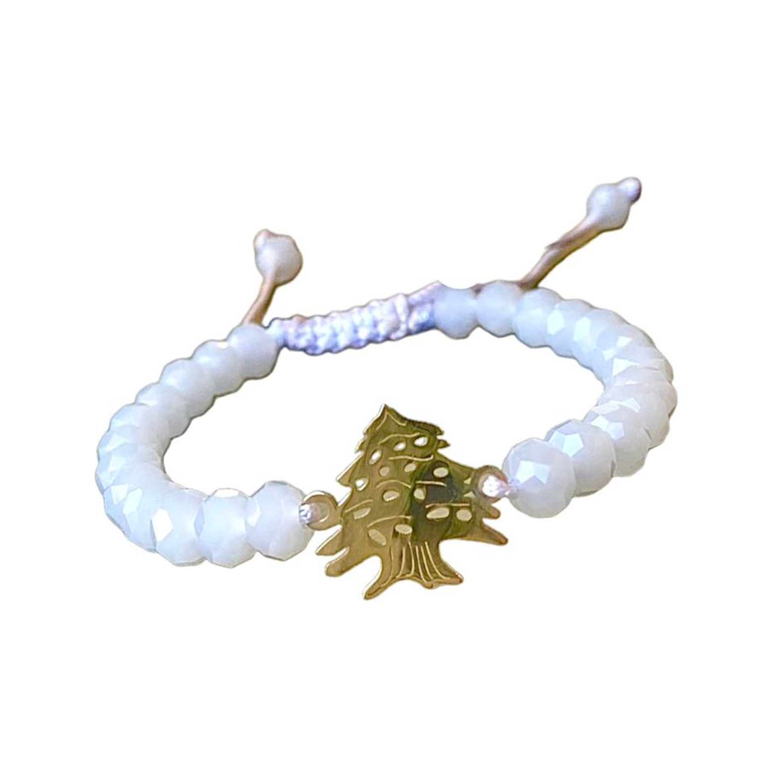 Cedar design gold 18K bracelet with white stones - Khaled Watches Lebanon