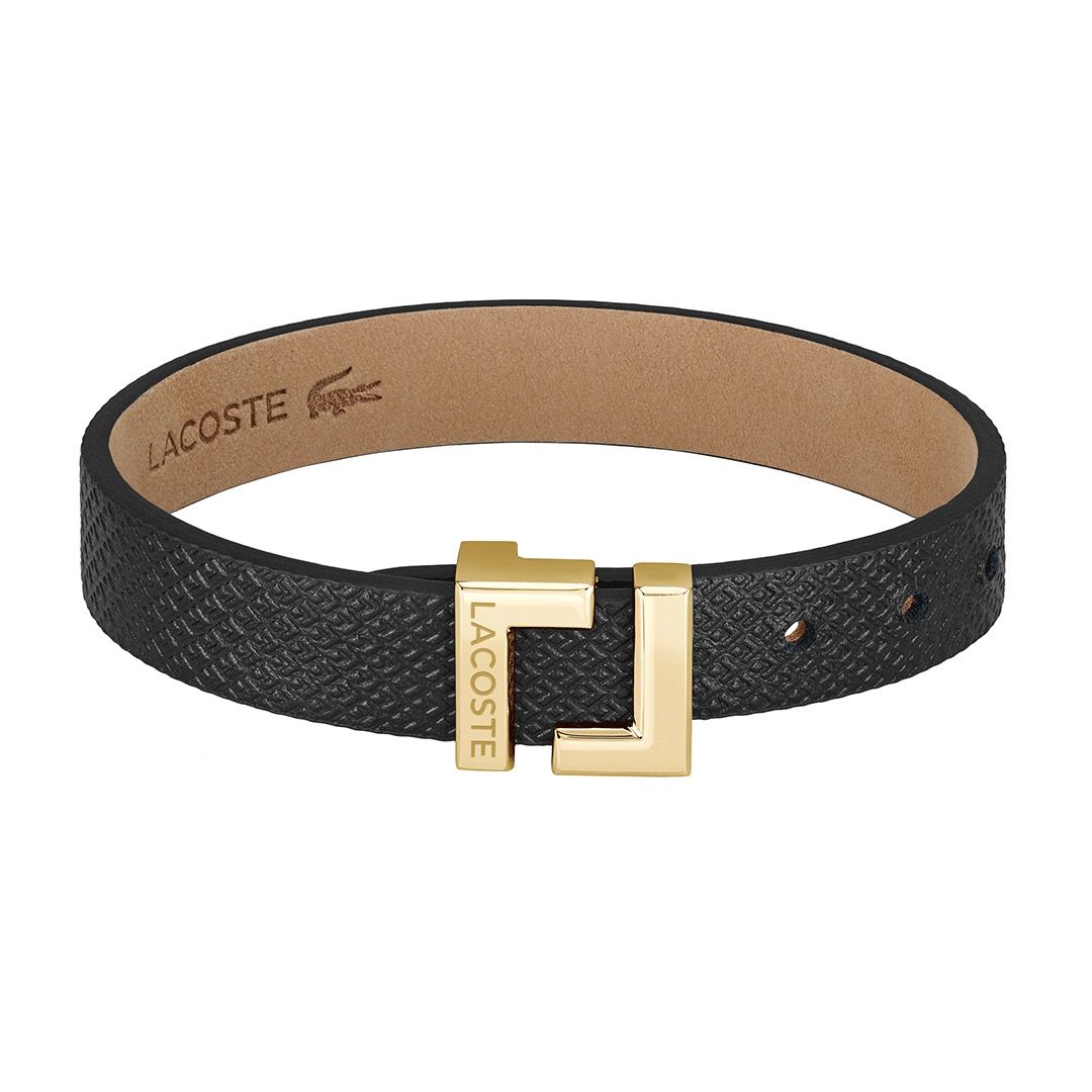 Lacoste Lura black leather bracelet - Khaled Watches Lebanon