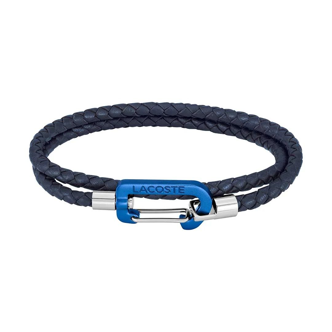 Lacoste Matt double wrap blue leather bracelet - Khaled Watches Lebanon