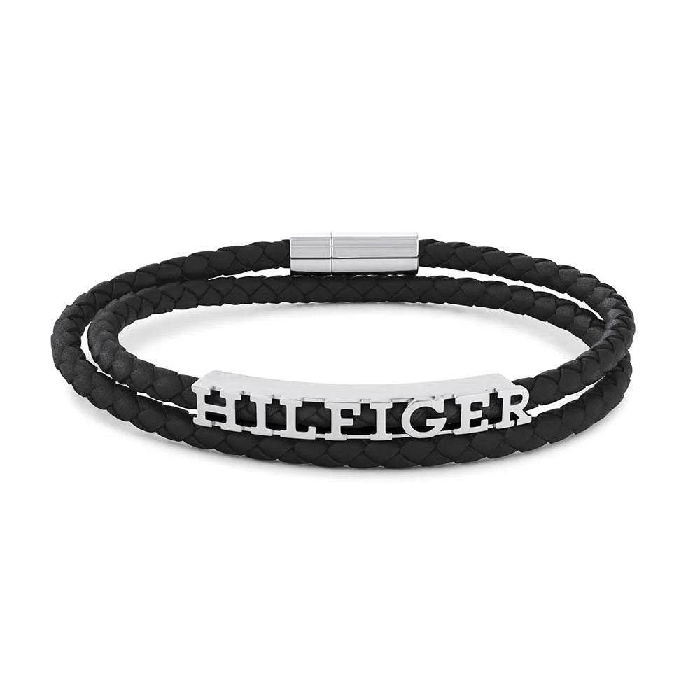 Tommy Hilfiger Bryan black leather bracelet - Khaled Watches Lebanon