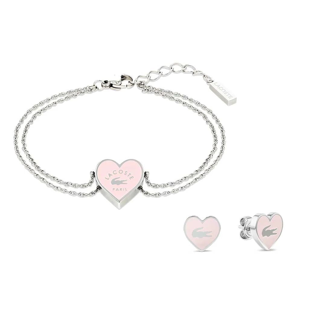 Lacoste stainless steel bracelet and ear stud gift set - Khaled Watches Lebanon