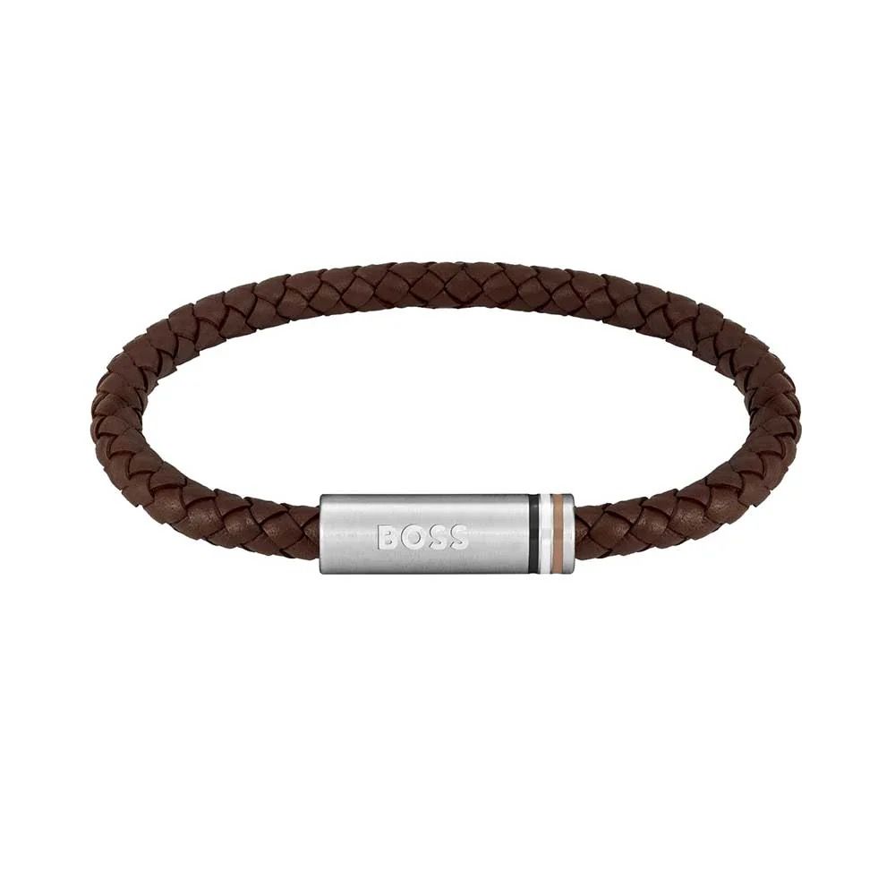 Boss Ares Brown leather bracelet - Khaled Watches Lebanon