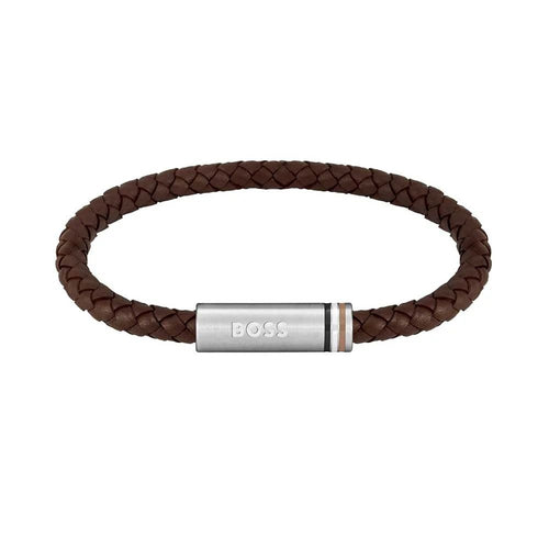 Boss Ares Brown leather bracelet - Khaled Watches Lebanon