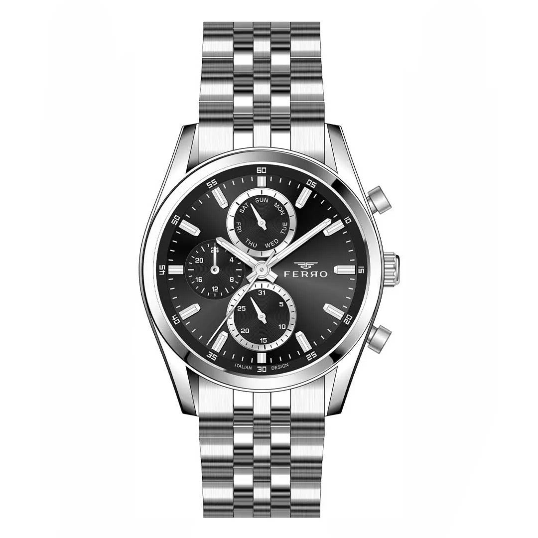 Ferro FM11747A-A2 Silver Black men's watch - Khaled Watches Lebanon