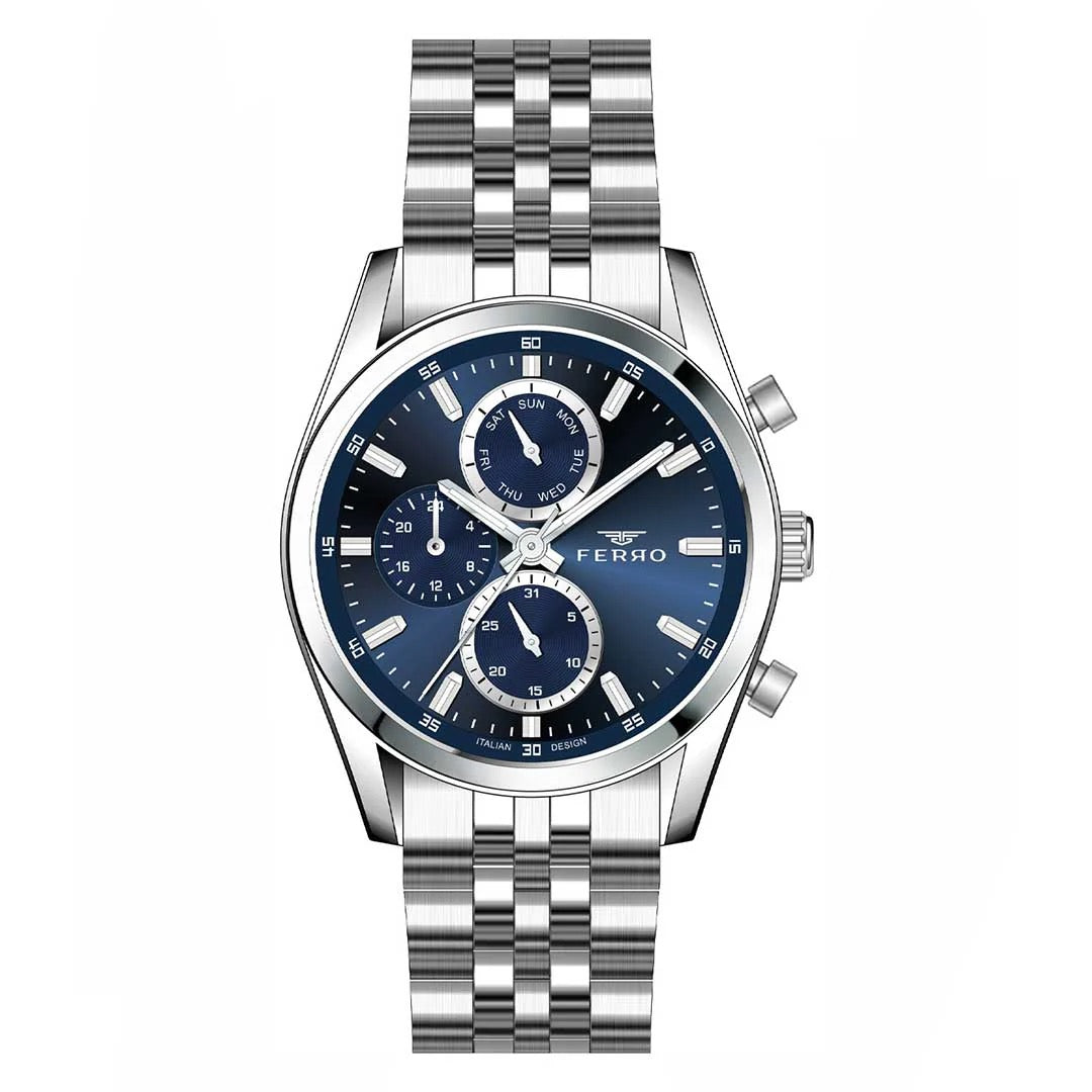 Ferro FM11747A-A3 Silver Blue men's watch - Khaled Watches Lebanon