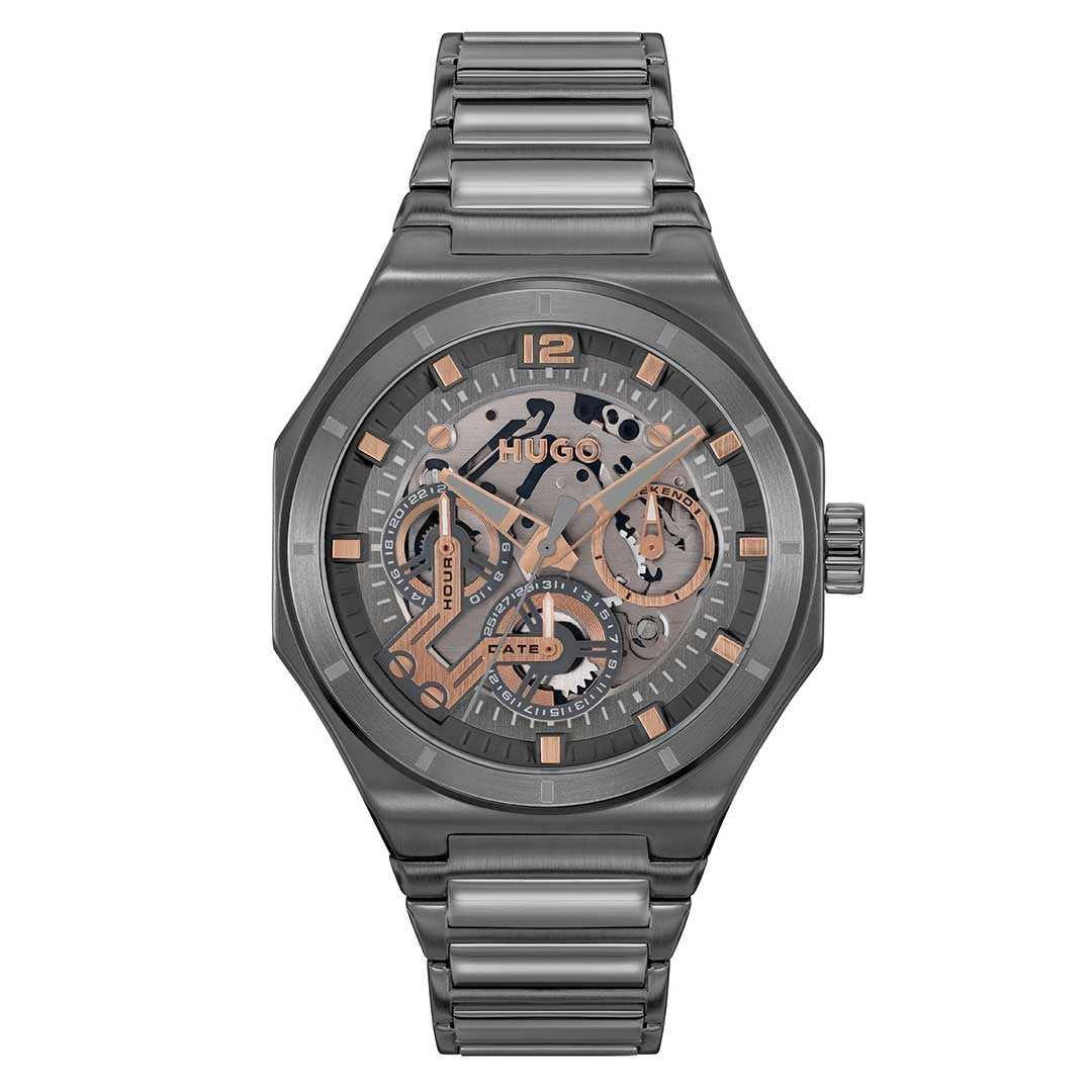 Hugo Skeleton Grey men's watch - Khaled Watches Lebanon