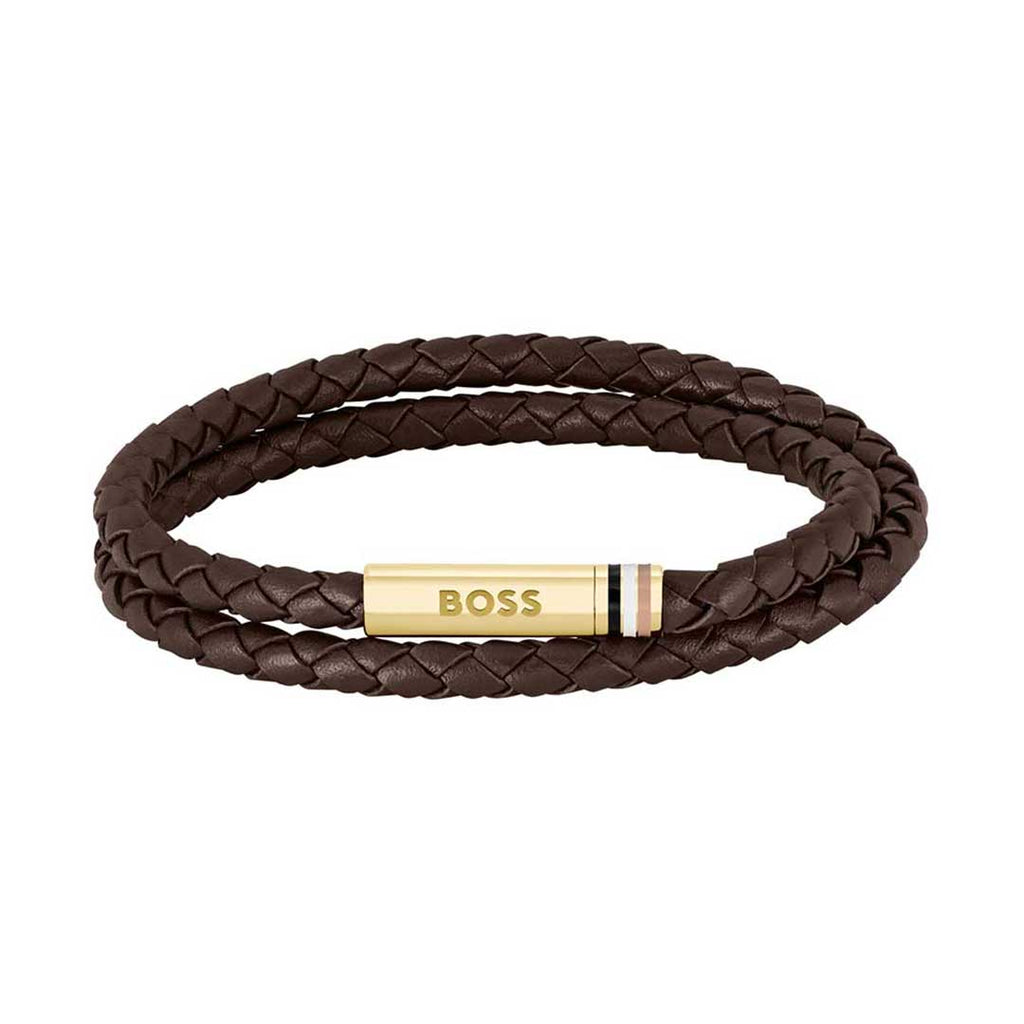 BOSS, ARES DOUBLE WRAP BROWN BRACELET - Khaled Watches Lebanon