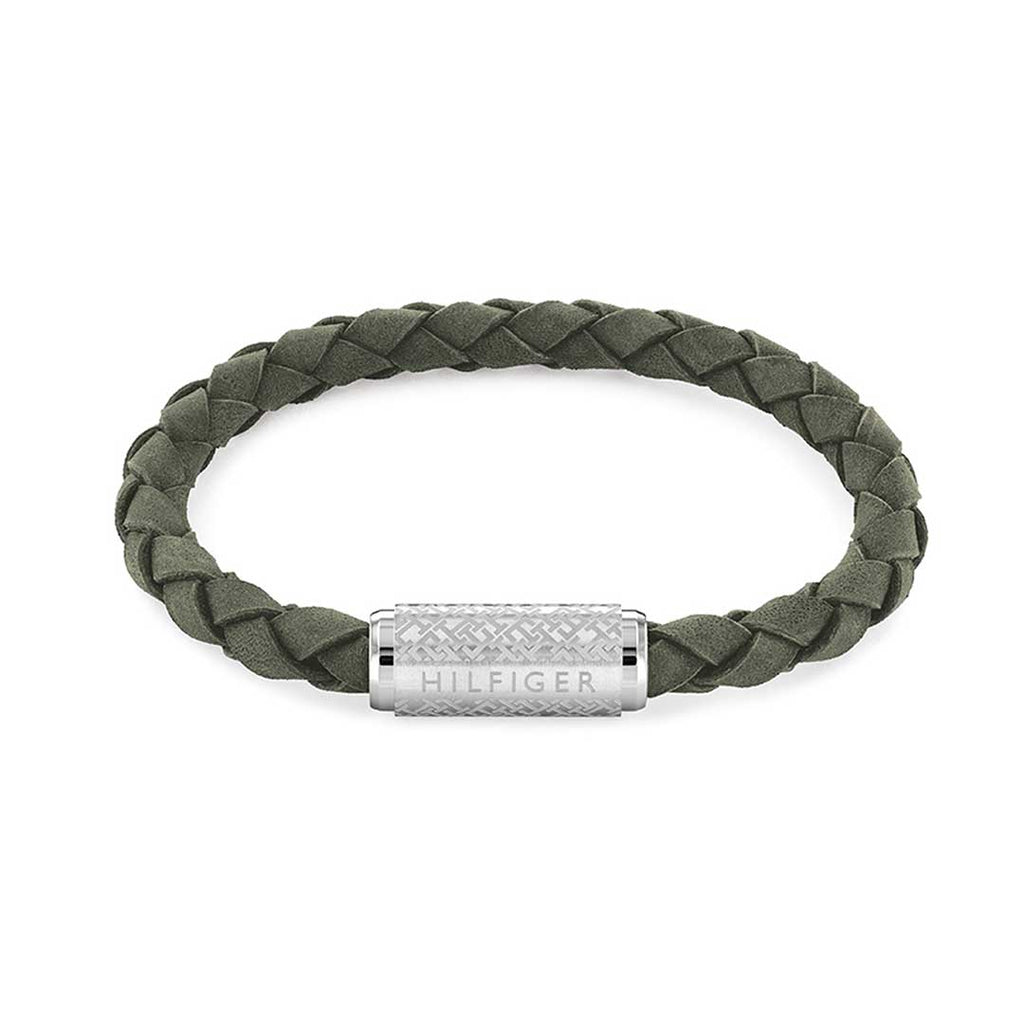 TOMMY HILFIGER, EXPLODED BRAIDED LEATHER GREEN BRACELET - Khaled Watches Lebanon