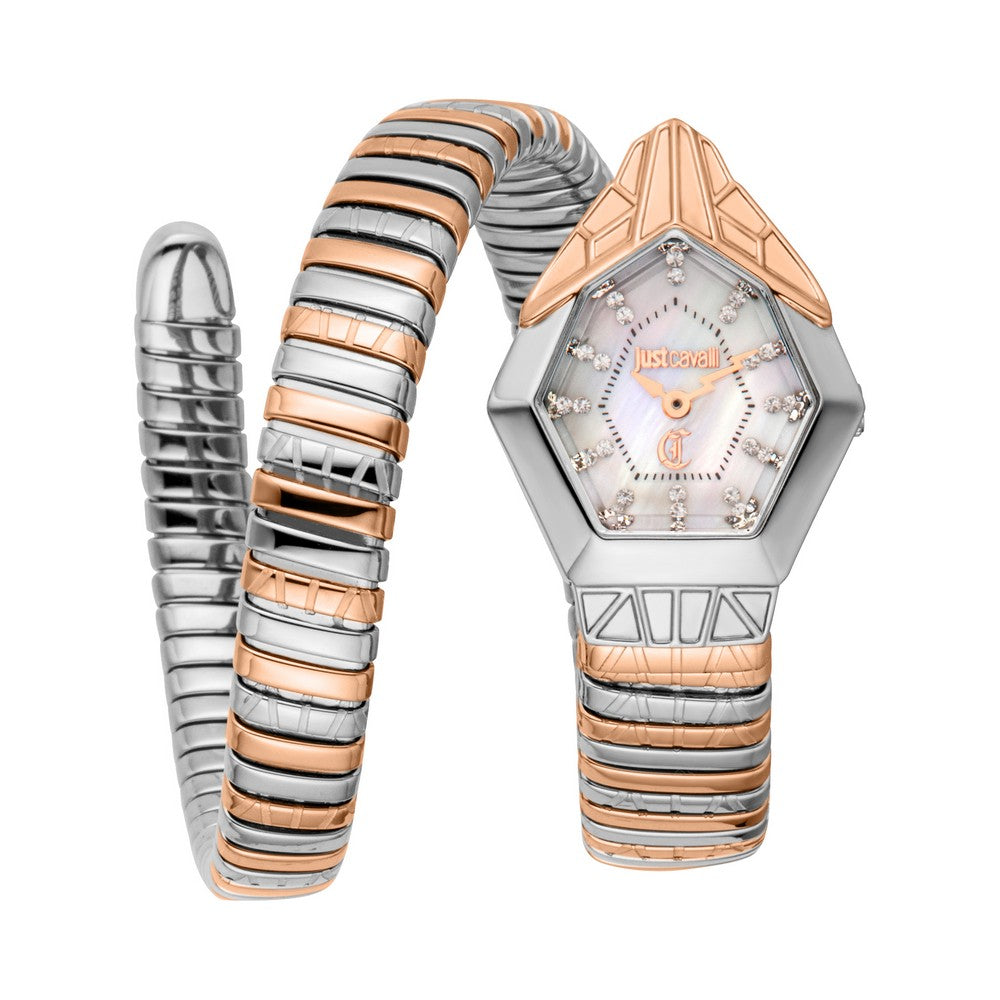 Just Cavalli Gemma two-tone white MOP women's watch, Khaled Watches Lebanon