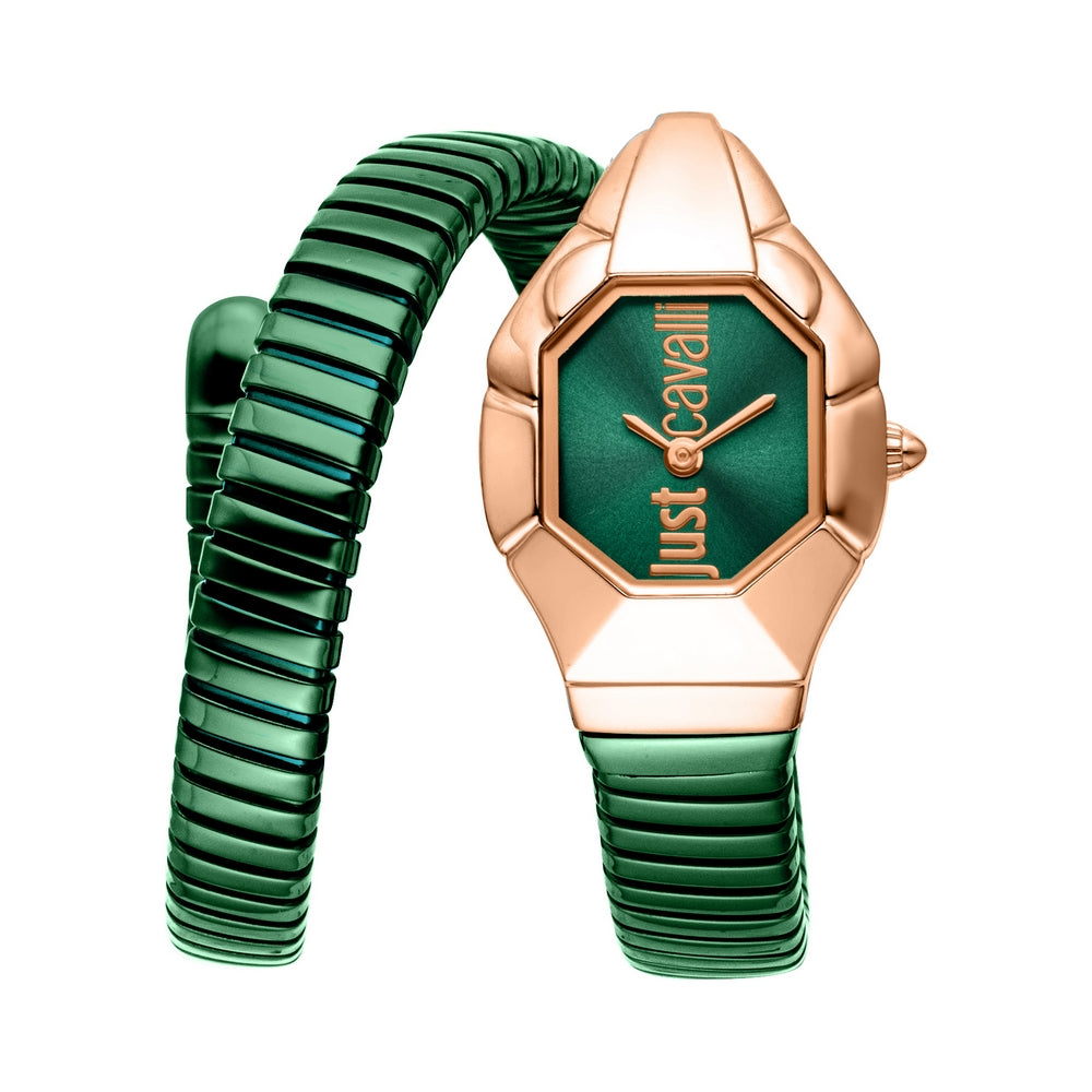 JUST CAVALLI, SCULTURA DARK GREEN PINK GOLD WOMEN'S WATCH - Khaled Watches Lebanon