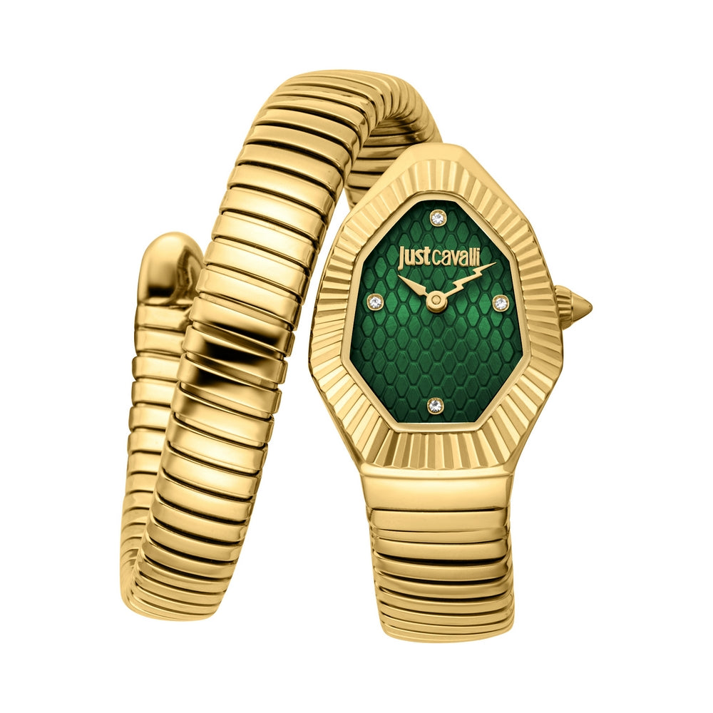 JUST CAVALLI, ONDINA YELLOW GOLD GREEN WOMEN'S WATCH - Khaled Watches Lebanon