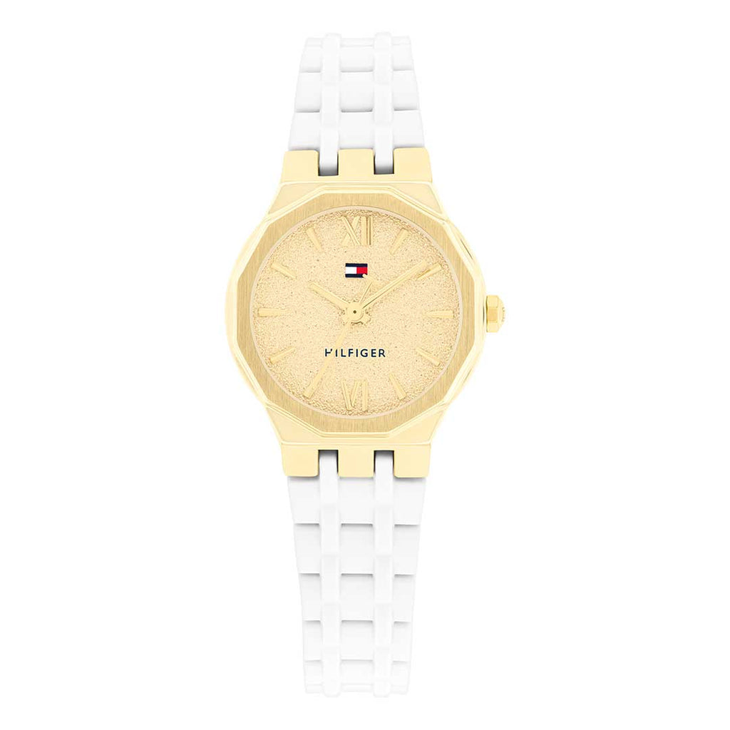 Tommy Hilfiger Mackenzie Gold White Rubber watch - Khaled Watches Lebanon