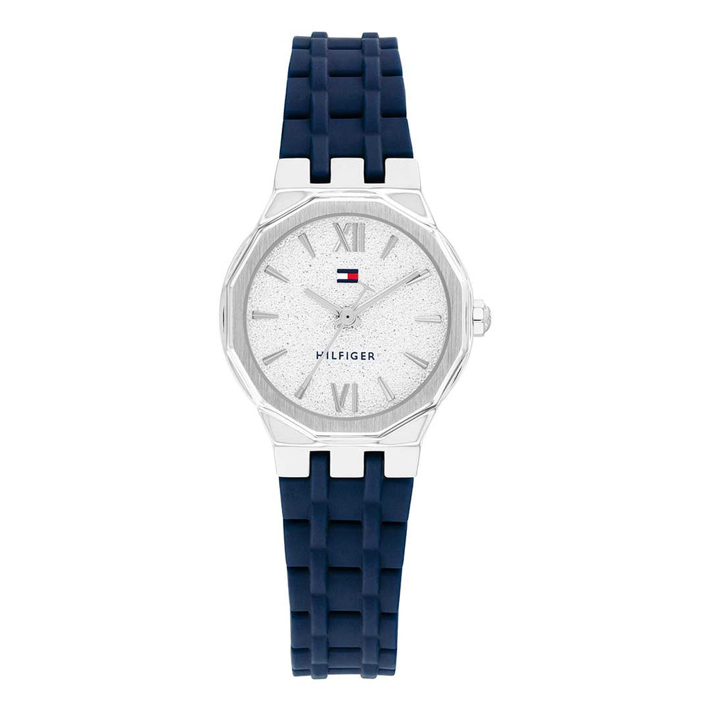 Tommy Hilfiger Mackenzie Silver Blue Rubber watch - Khaled Watches Lebanon